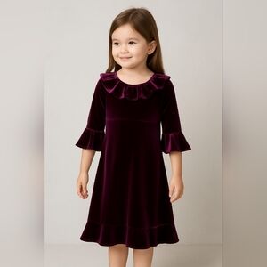 M8) Hype Deep Purple Velvet Long Sleeve Dress